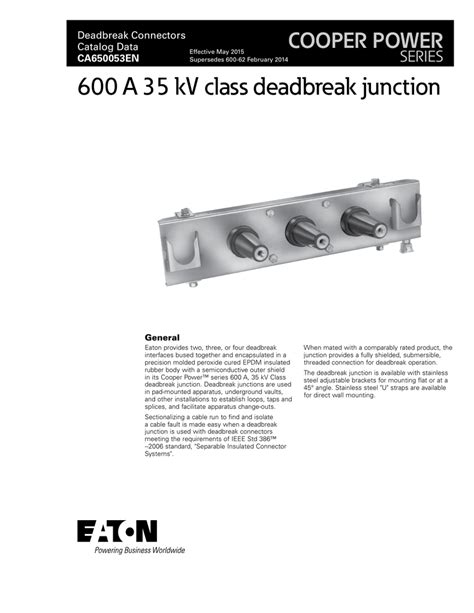 deadbreak junction box|600 A 35 kV class deadbreak junction catalog .